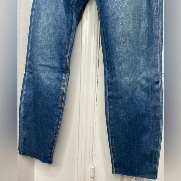 L'AGENCE El Matador french slim metallic crop skinny jeans Fremont gold size 23